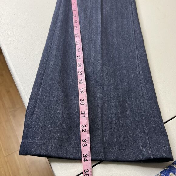 Etcetera Flare Jeans Womens 10 Pinstripe Side Buckle Stretch Pleat Y2k Retro 34” - Picture 10 of 11